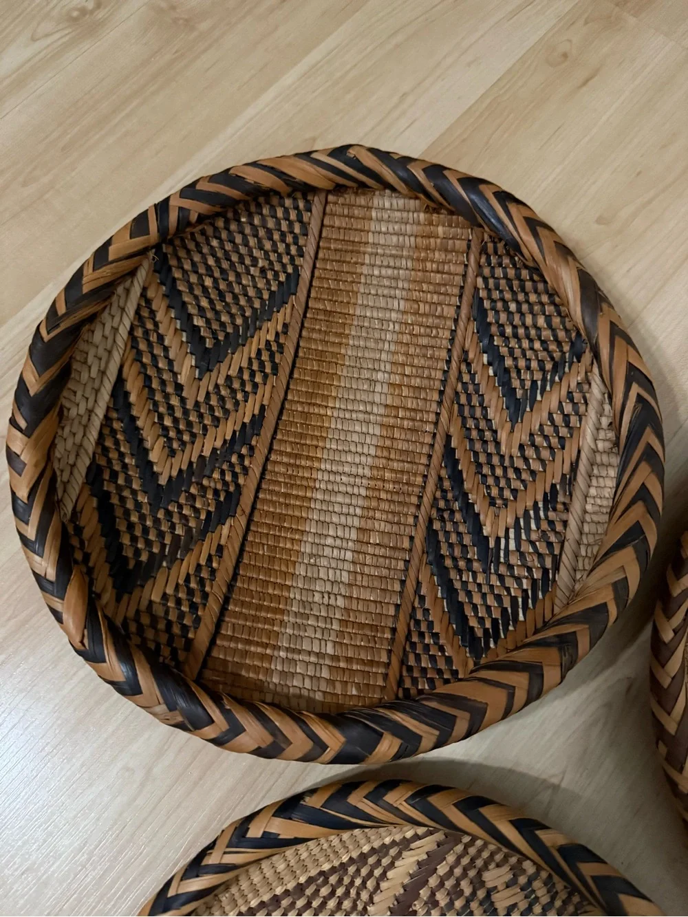 Boho Handwoven Gokwe Wicker Wall Baskets